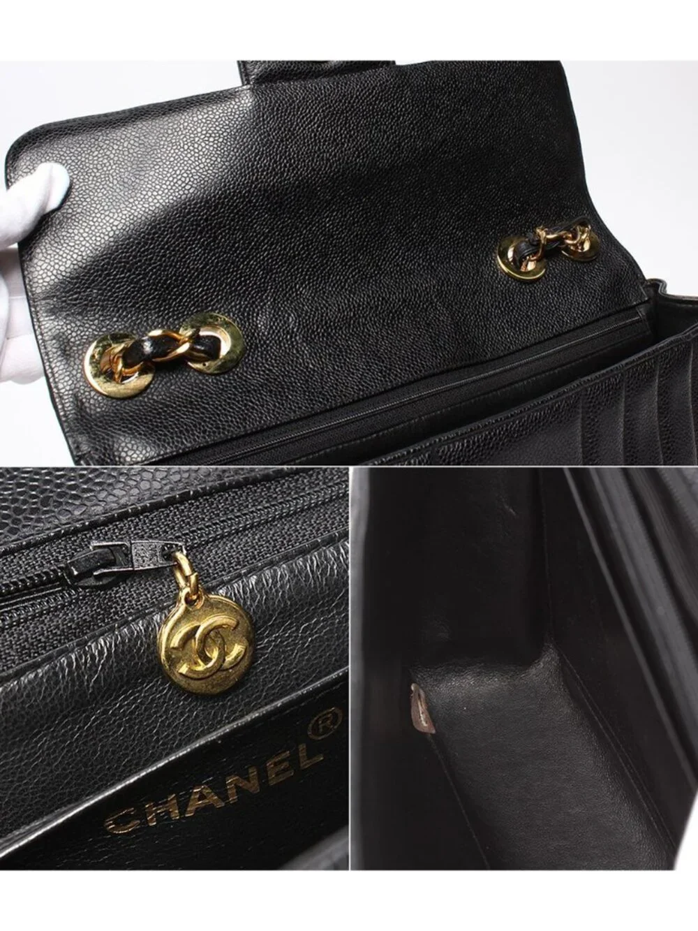 Chanel Chain Shoulder Bag Mademoiselle Classic Gold Double Single Flap Caviar